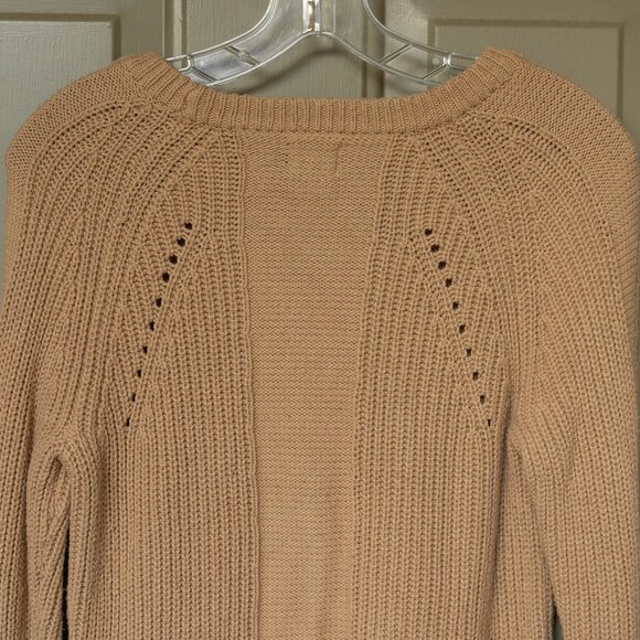 Sigrid Olsen Sweater Beige Cotton Camel Hair Rib Knit Crew Neck Minimal Pullover - Picture 3 of 8